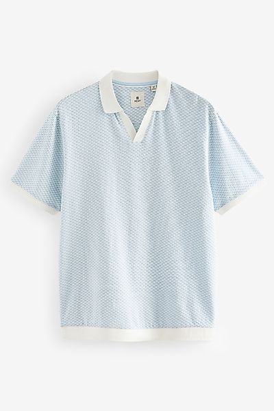 Next Poloshirt Strukturiertes Kurzarm-Poloshirt mit Kuba-Kragen günstig online kaufen