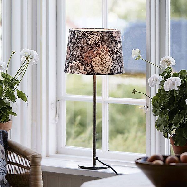 PR Home Tischlampe BASE DAHLIA, braun, Höhe 58 cm, Stoff günstig online kaufen