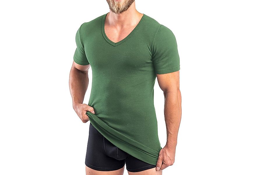HERMKO Unterziehshirt 488710 Extralanges Herren kurzarm Shirt +6 cm V-Neck günstig online kaufen