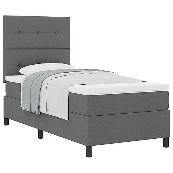 vidaXL Bett Boxspringbett mit Matratze Dunkelgrau 90 x 200 cm Stoff (1-tlg) günstig online kaufen