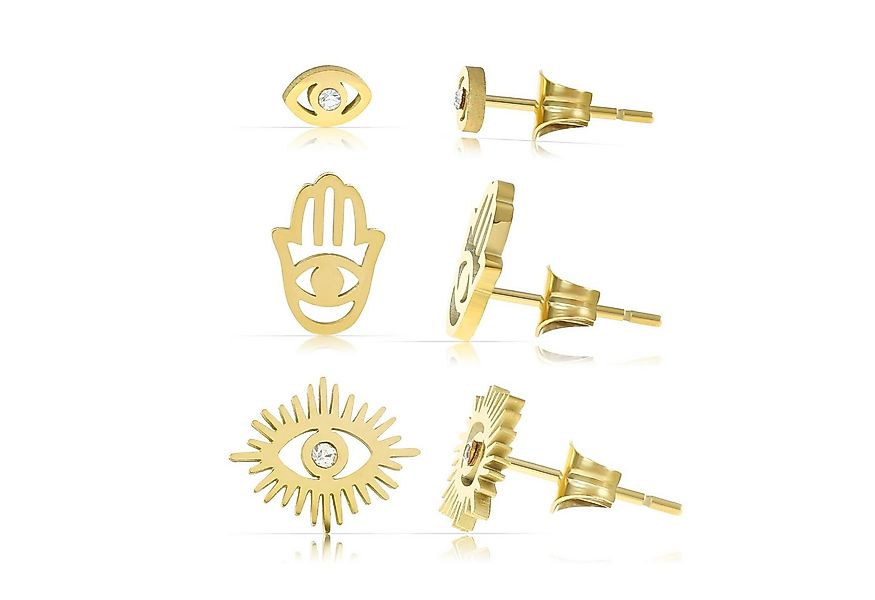 Made by Nami Ohrstecker-Set 3er Set Gold Ohrringe aus Chirurg. Edelstahl Wa günstig online kaufen