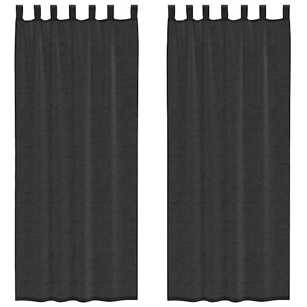 vidaXL Voile Vorhänge mit Lasche 2 Stk Schwarz 4102260 günstig online kaufen