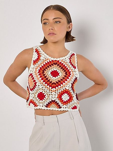 Apricot Crop-Top Diamond Crochet Crop Weste in Cop-Länge günstig online kaufen