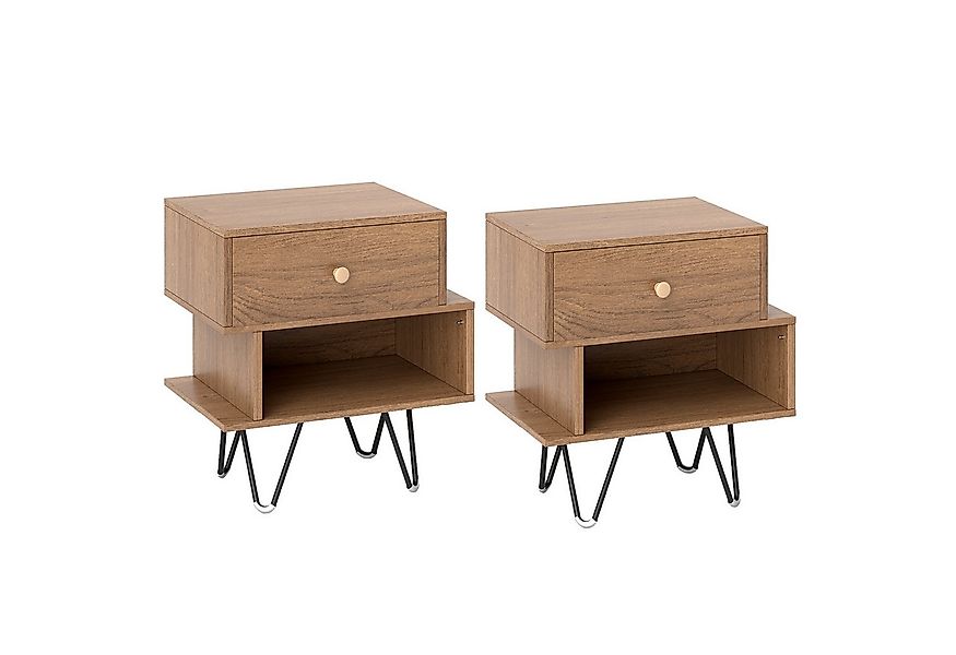 COSTWAY Nachttisch (2-St), 2er Set, mit Schublade & offenem Fach günstig online kaufen