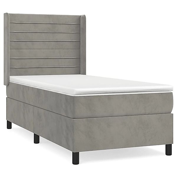 vidaXL Boxspringbett mit Matratze Hellgrau 80x200 cm Samt1378676 günstig online kaufen
