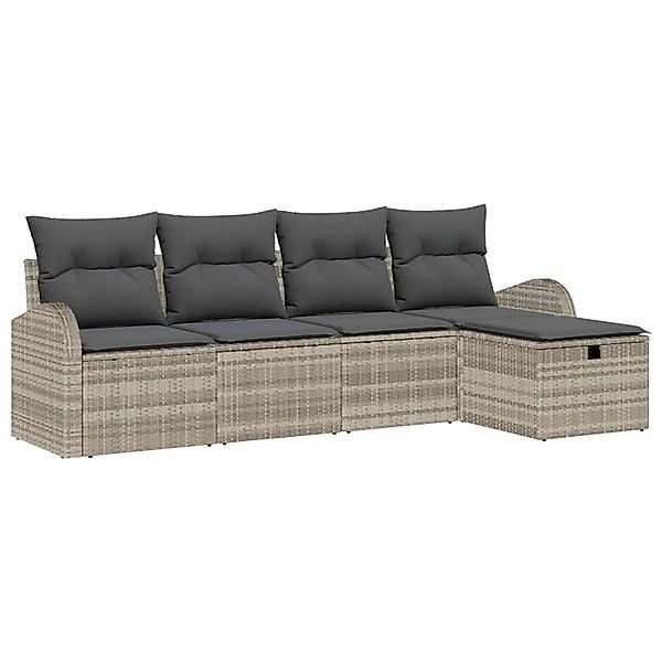vidaXL Sofa Set mit Kissen mit Speicher Hellgrau Poly-Rattan 3359061 günstig online kaufen