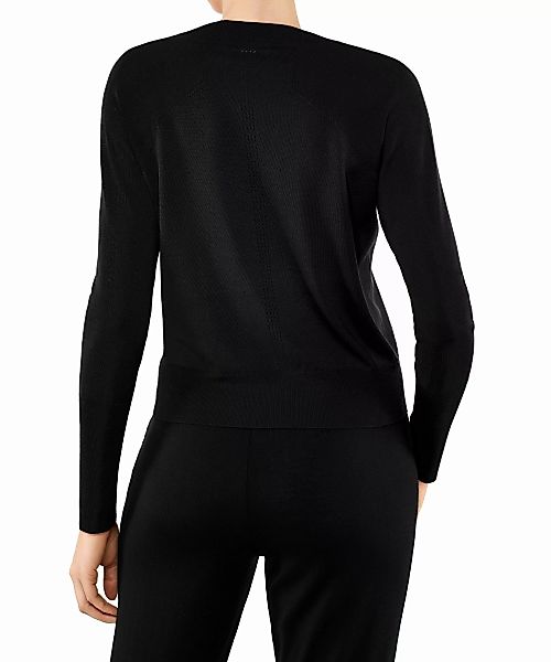 FALKE Damen Langarmshirt V-Ausschnitt, XL, Schwarz, Uni, Schurwolle, 64126- günstig online kaufen