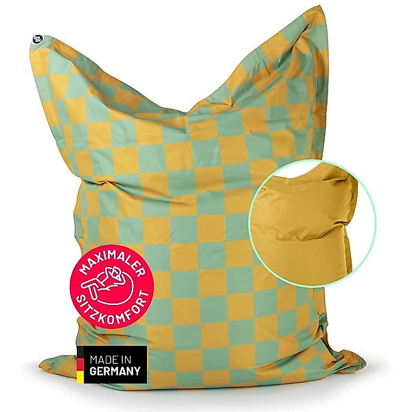 Lumaland Sitzsack XXL-Sitzsack Karo 380L senfgelb/pastellgrün, günstig online kaufen