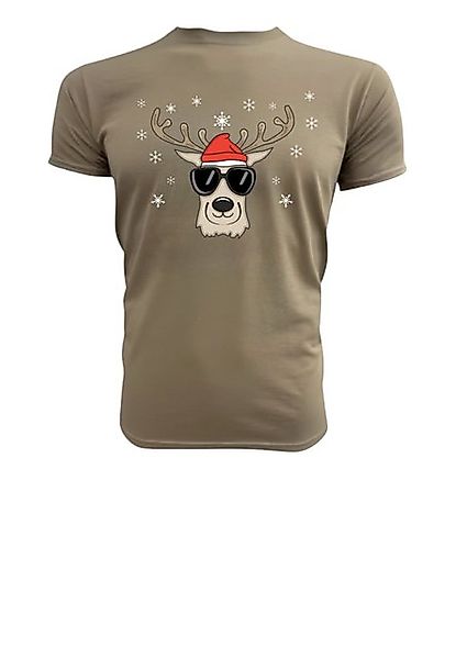 PAULGOS Print-Shirt Herren T-Shirt "Weihnachtshirsch mit Brille und Mütze günstig online kaufen