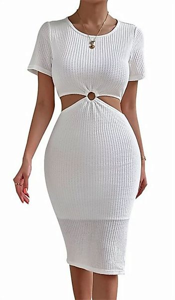 ZWY Midikleid Slim-Fit-Kleid mit Rundhalsausschnitt, kurzärmliges Strickkle günstig online kaufen