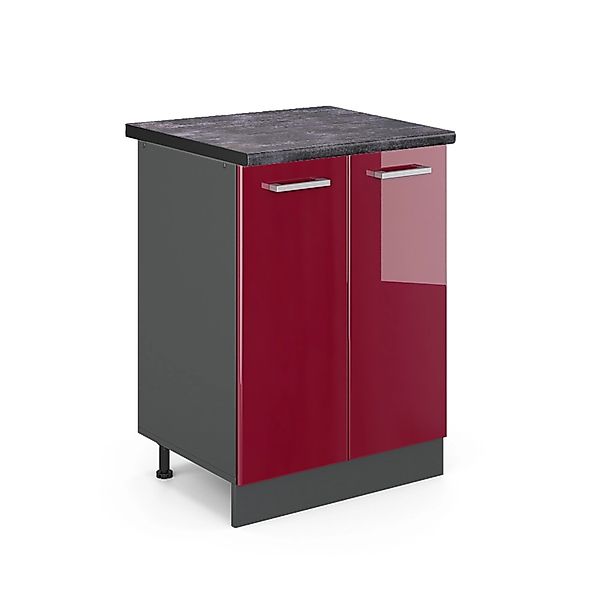 Vicco Küchenunterschrank R-Line Bordeaux Hochglanz/Anthrazit 60 cm AP Anthr günstig online kaufen
