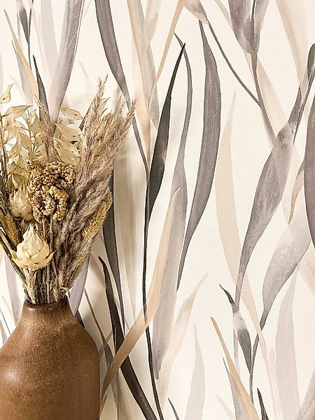 Newroom Vliestapete Phelan Beige Tapete Mustertapete Pflanzen,Grashalme,Grä günstig online kaufen