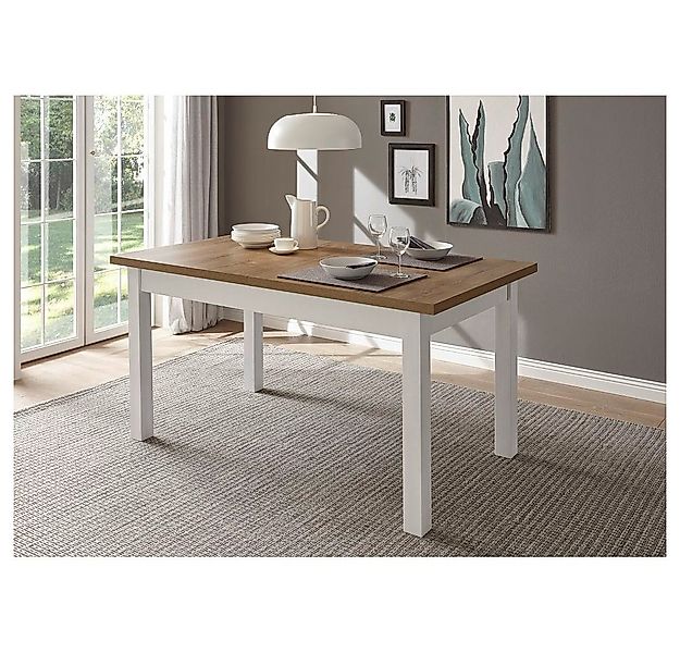 Lomadox Esstisch PISA-61, Pinie weiß und Eiche hell 160-200/82/90 cm günstig online kaufen