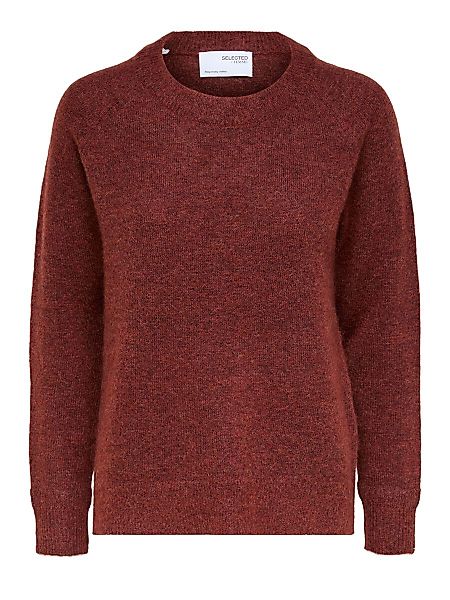 SELECTED Rundhalsausschnitt Woll Pullover Damen Rot günstig online kaufen