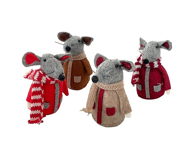 Dragimex Weihnachtsfigur Stoffmaus, Weihnachts-Mäuse 4er Set. Weihnachtsdek günstig online kaufen
