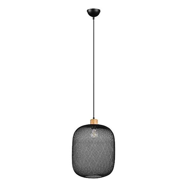 Pendelleuchte 1xE27 Ø 33 cm  1 Stück Metall / Holz Schwarz günstig online kaufen