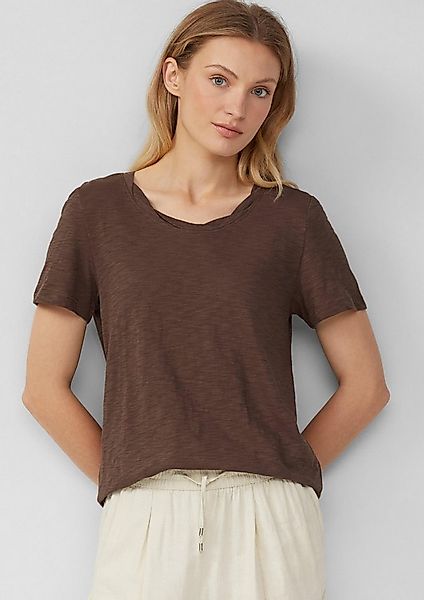 s.Oliver Kurzarmshirt T-Shirt T-Shirt mit Flammgarnstruktur und Ausschnitt- günstig online kaufen