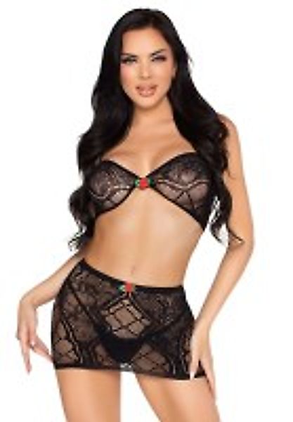 2-teiliges Set aus Spitzen-BH-Top und Minirock günstig online kaufen