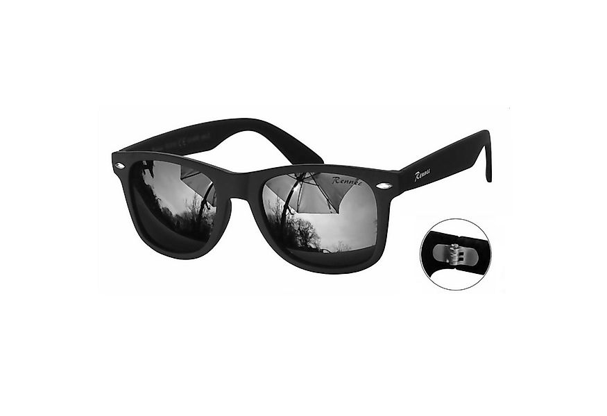 Rennec Sonnenbrille (Retro Markenbrille Schwarz Matt Rubber mit Brillenbeut günstig online kaufen