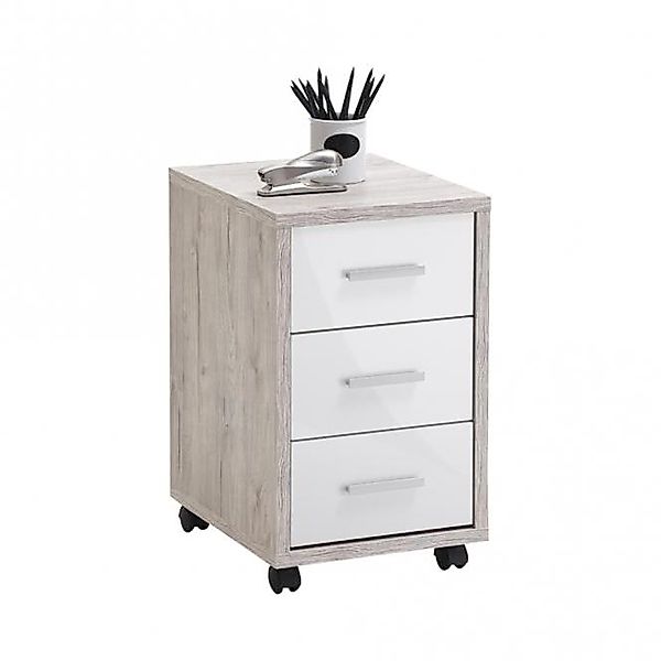 DIEGO 2 Rollcontainer von FMD Sandeiche / Weiß Hgl günstig online kaufen