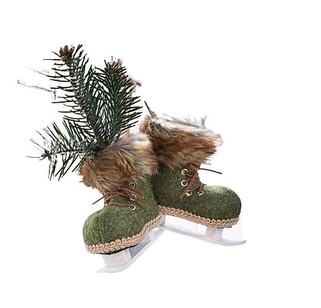 Home-trends24.de Weihnachtsfigur Deko Hänger Schlittschuhe 2er Set Grün Wei günstig online kaufen