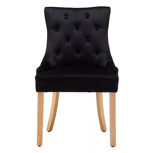 Esszimmer Stühle mit schwarzem Samtbezug Knopfsteppung (2er Set) günstig online kaufen
