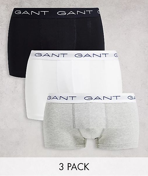 GANT – 3er-Pack Unterhosen in Schwarz/Grau/Weiß mit Logobund-Mehrfarbig günstig online kaufen
