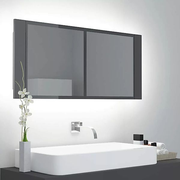 Led-bad-spiegelschrank Hochglanz-grau 100x12x45 Cm günstig online kaufen
