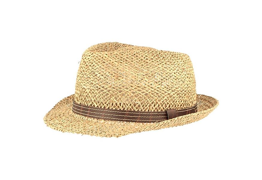Breiter Strohhut Seegras Trilby Kunstleder-Garnitur günstig online kaufen