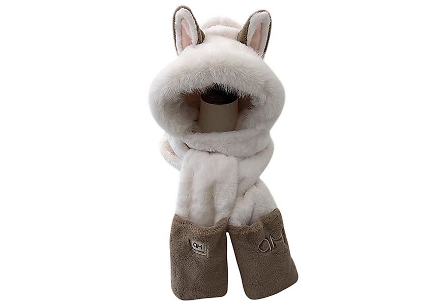 Refttenw Fellimitatmützen Mütze, Schal, Handschuhe 3-in-1-Design, warme Müt günstig online kaufen