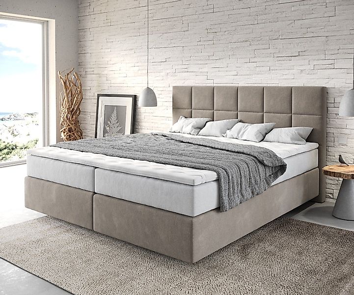 DELIFE Boxspringbett Dream-Fine, Mikrofaser Beige 180x200 günstig online kaufen