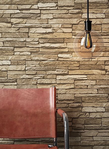 Newroom Vliestapete, Beige Steintapete Landhaus Mauer günstig online kaufen