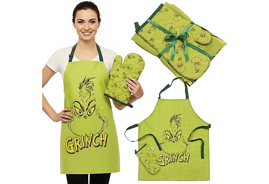 Sarcia.eu Kochschürze Grinch 2-in-1 Küchenset: verstellbare Schürze + Ofenh günstig online kaufen