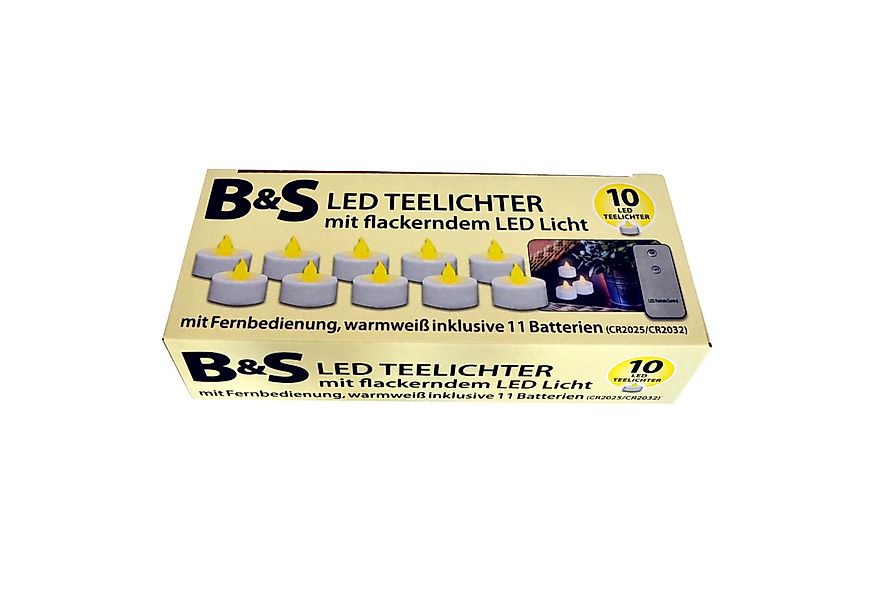B&S LED-Kerze 10 LED Teelichter Ø 3,8 cm Kunststoff weiß mit Flackereffekt günstig online kaufen