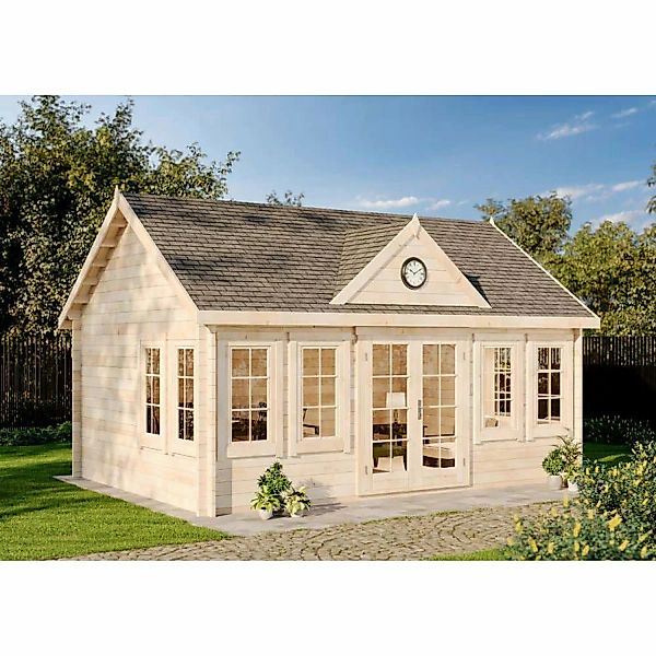 Alpholz Gartenhaus Clockhouse-XL Satteldach 550cm x 420cm Imprägnierung Pin günstig online kaufen