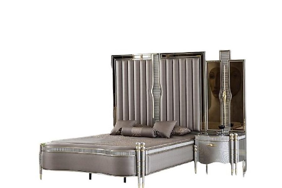 Xlmoebel Bett Luxuriöses Doppelbett in stilvollem Grau mit schöner Polsteru günstig online kaufen
