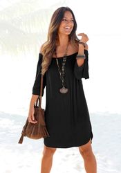 LASCANA Blusenkleid mit Carmenausschnitt und 3/4-Ärmeln, günstig online kaufen