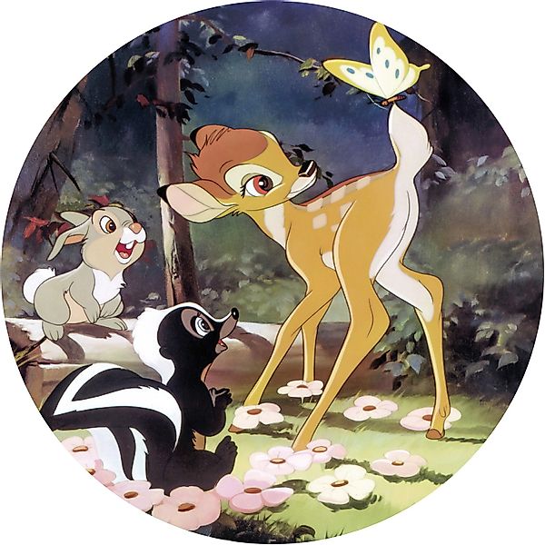 Disney Selbstklebende Runde Tapete Bambi-Schmetterling Multicolor Ø 128 cm günstig online kaufen