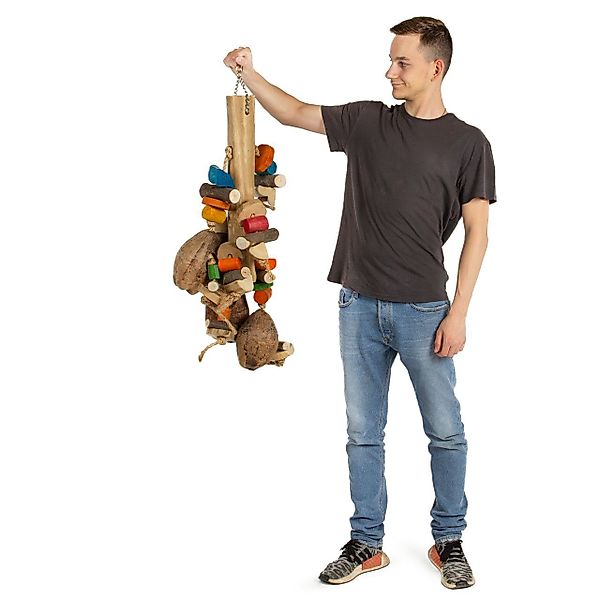 Happy Bird Tier-Intelligenzspielzeug Riesen-Holz-Kokusnuss Vogelspielzeug, günstig online kaufen