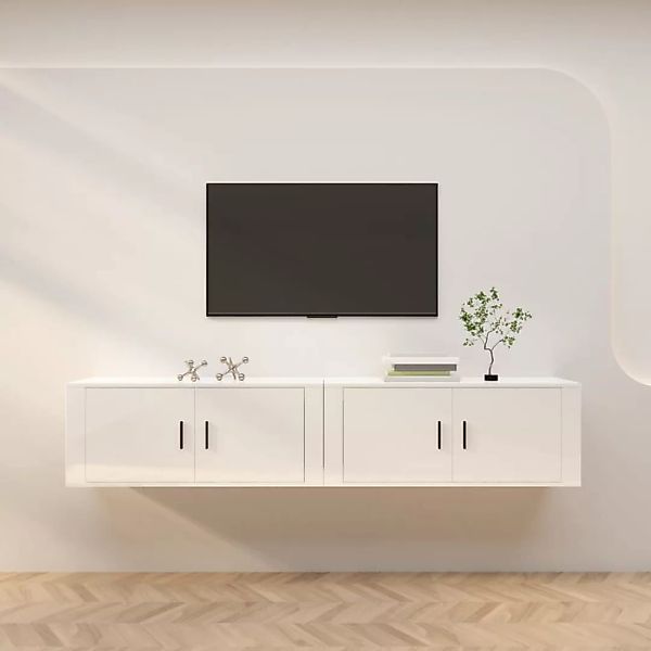 Vidaxl Tv-wandschränke 2 Stk. Hochglanz-weiß 100x34,5x40 Cm günstig online kaufen