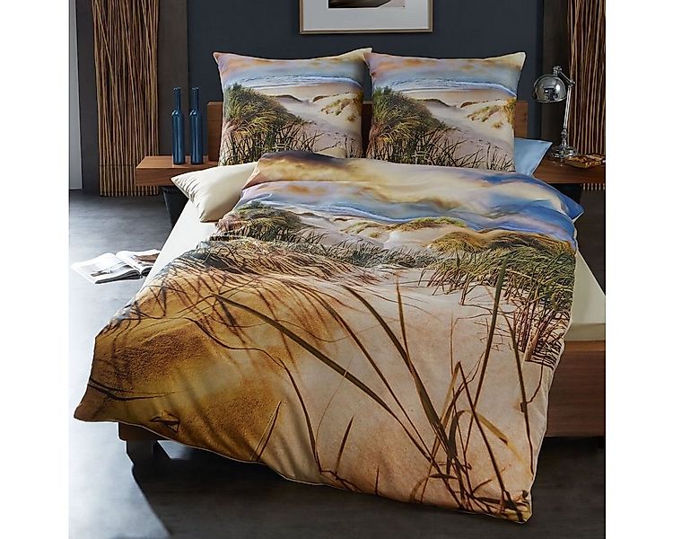 Kaeppel Bettwäsche Mako Satin in 135x200 + 80x80 cm 75946 Dünen Strand, Mak günstig online kaufen