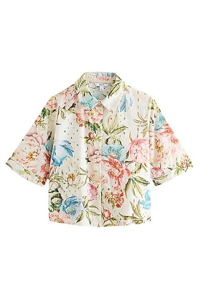 Next Kurzarmhemd Kurzärmelige Button-down-Bluse mit Lochstickerei (1-tlg) günstig online kaufen