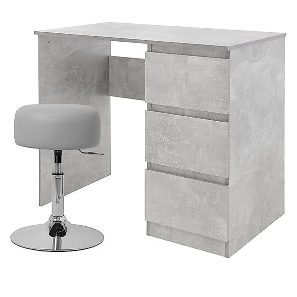 ML-Design Schreibtisch 90x76x50 cm Grau-Beton mit Sitzhocker Hellgrau Drehb günstig online kaufen