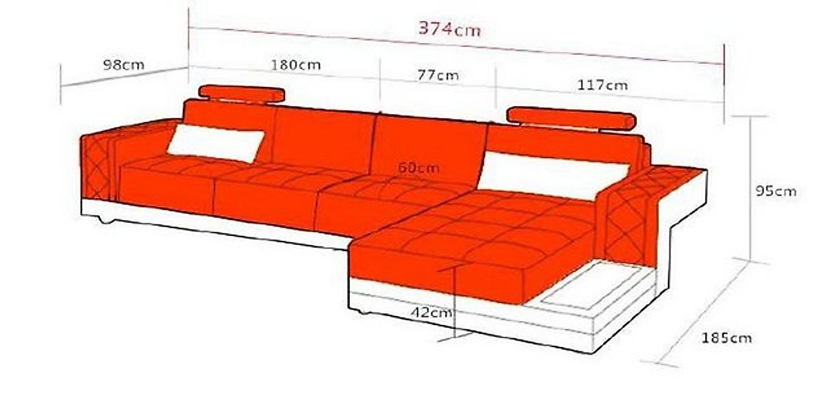 JVmoebel Ecksofa Ecksofa Ledersofa Big XXL U Form Wohnlandschaft Sofa Couch günstig online kaufen