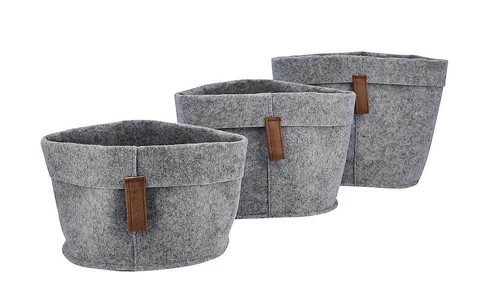 Aufbewahrungskorb  3er-Set   ¦ grau ¦ Filz ¦ Maße (cm): H: 19  Ø: 22 Aufbew günstig online kaufen