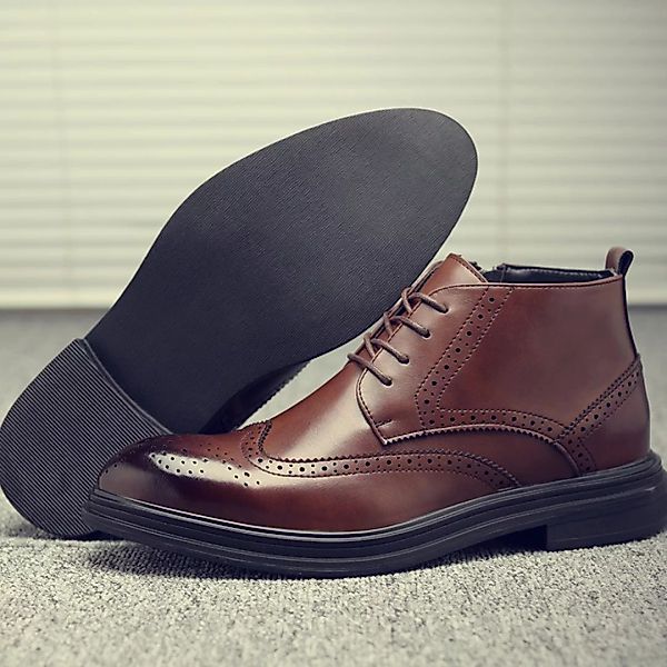 Große Größe Männer Retro geschnitzte Leder Slip Resistant Brogue Casual Sti günstig online kaufen