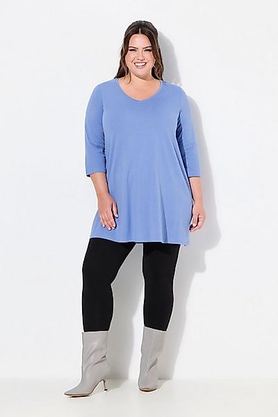 Ulla Popken Longshirt Longshirt A-Linie V-Ausschnitt 3/4-Arm günstig online kaufen