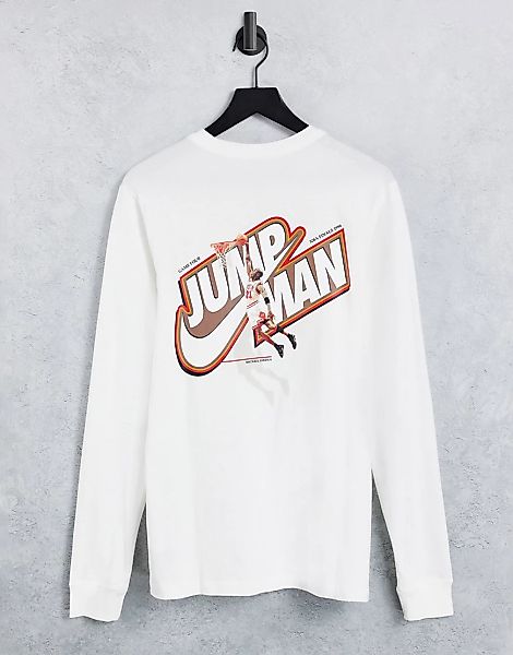 Nike – Jordan Jumpman – Langärmliges Shirt in Weiß günstig online kaufen