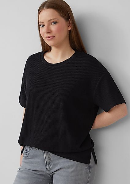 QS Kurzarmshirt strukturiertes Shirt mit überschnittener günstig online kaufen