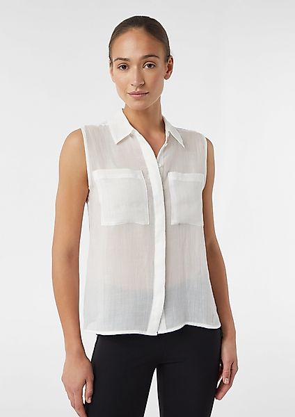 Comma Blusentop Ärmellose Ramie-Bluse mit aufgesetzten günstig online kaufen